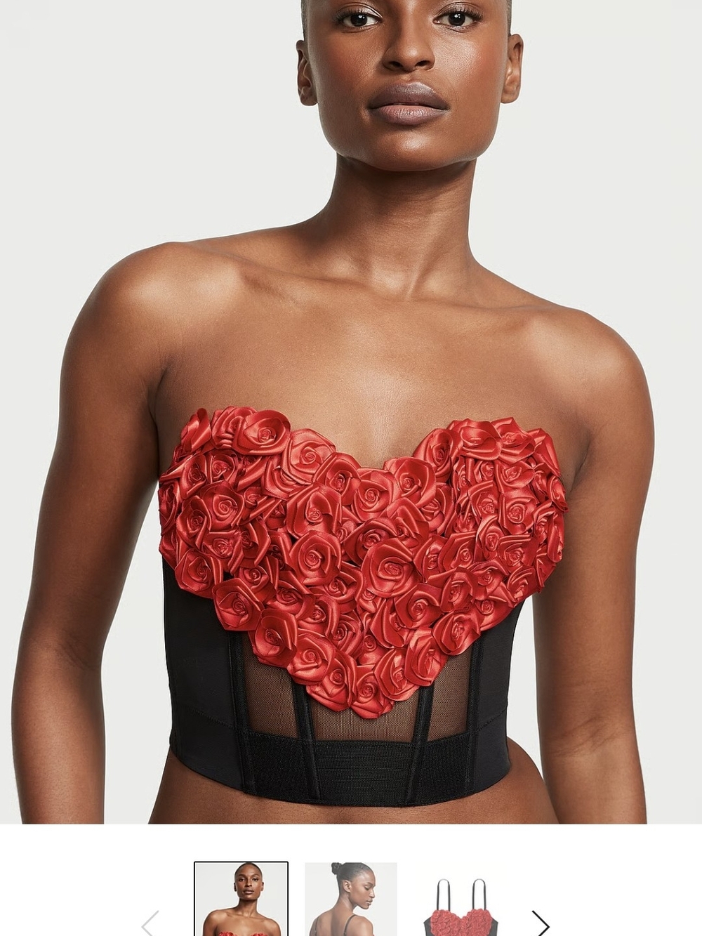 NWT VS Archives Rosette Rose Floral Appliqué Corset Bustier Top